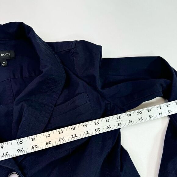 Talbots Jacket Womens 10 Blue Solid Long-Sleeve Shawl Lapel Button-Front Blazer - Picture 4 of 9